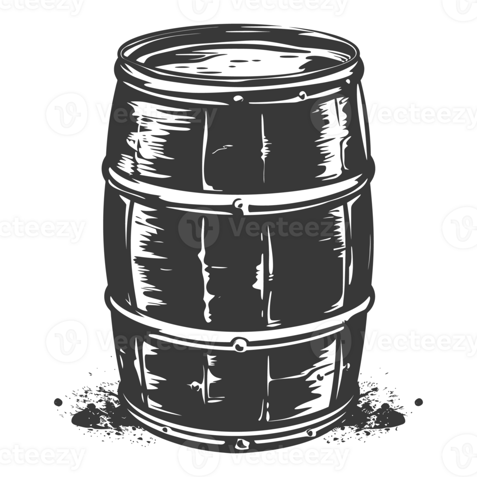 AI generated Silhouette of drum or barrel black color only png