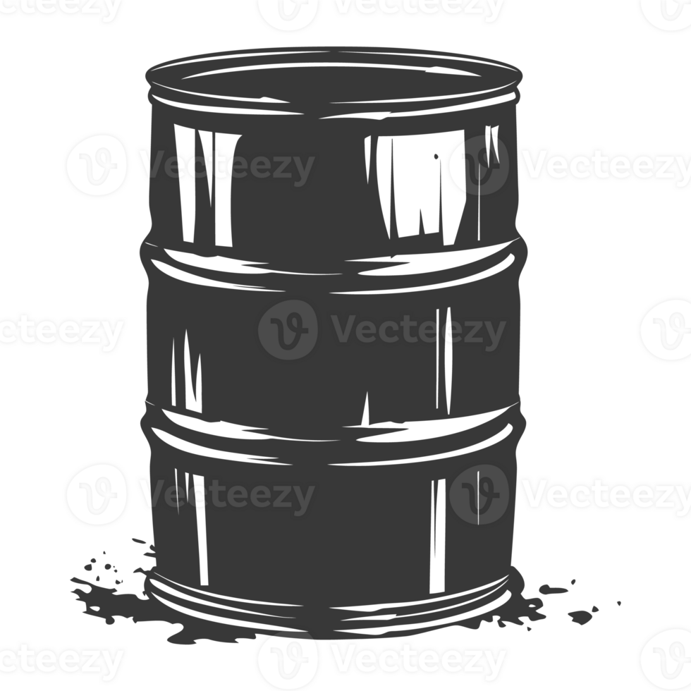AI generated Silhouette of drum or barrel black color only png