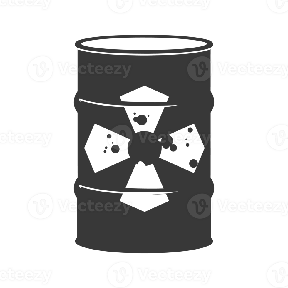 AI generated Silhouette of drum or barrel with radioactive symbol black color only png