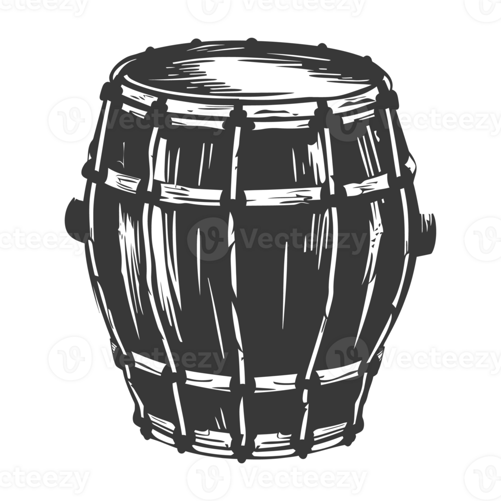 AI generated Silhouette of drum or barrel black color only png