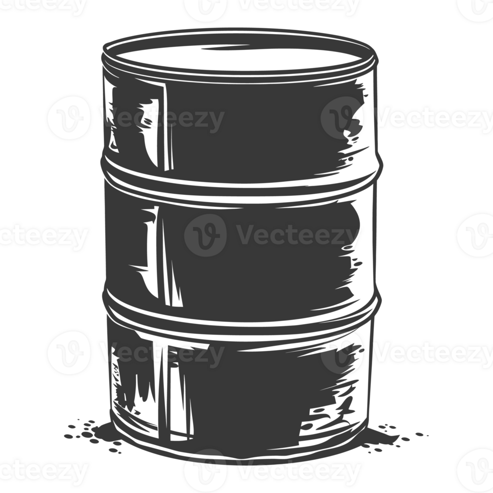 AI generated Silhouette of drum or barrel black color only png
