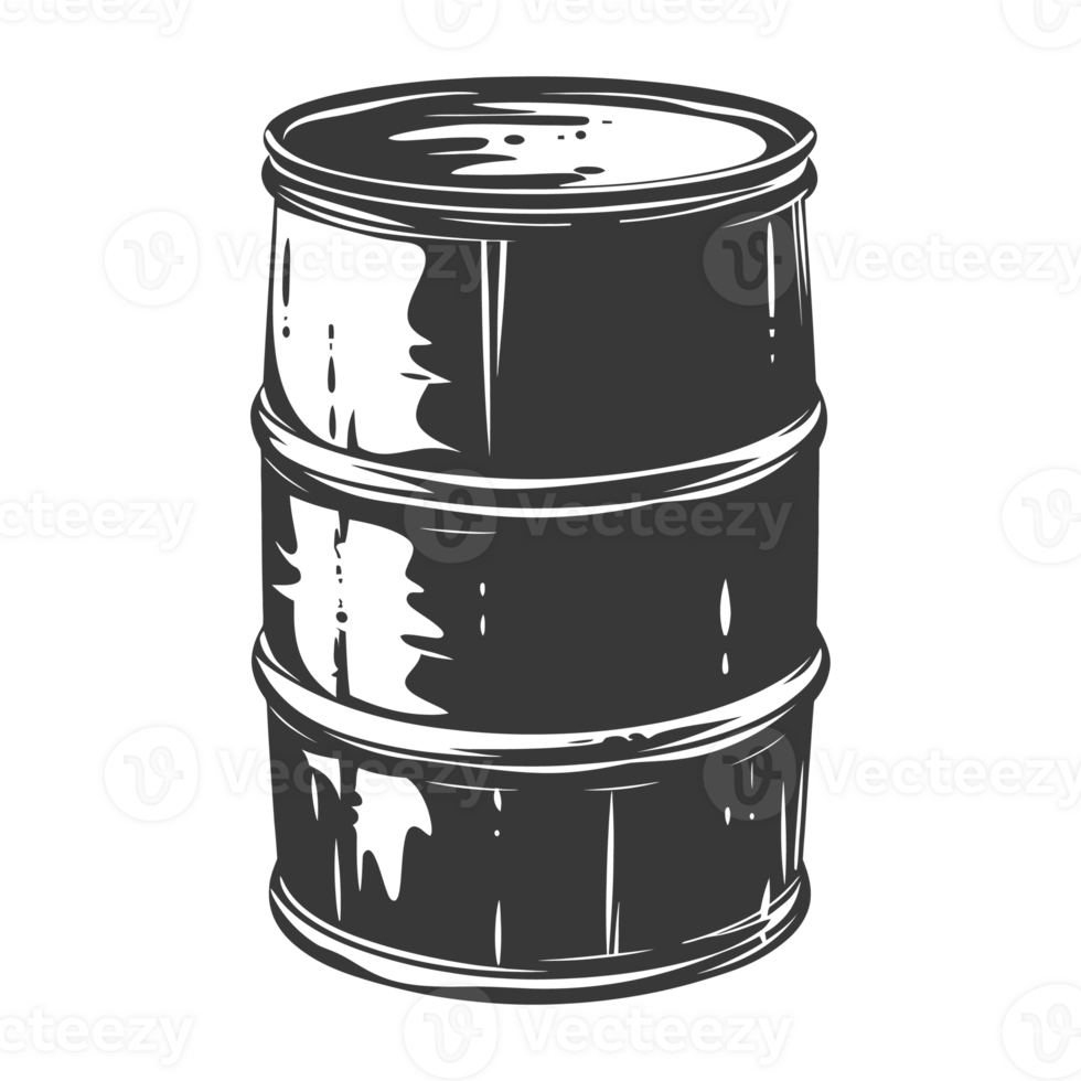 AI generated Silhouette of drum or barrel black color only png