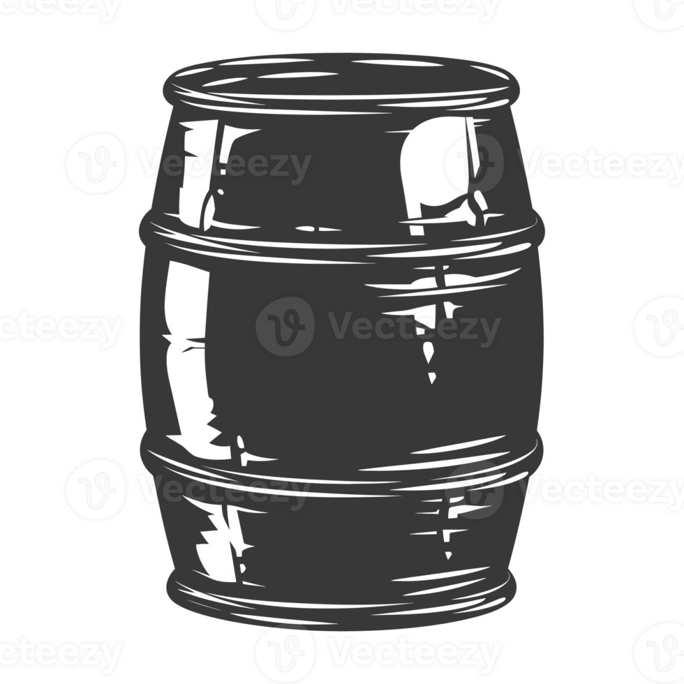 AI generated Silhouette of drum or barrel black color only png