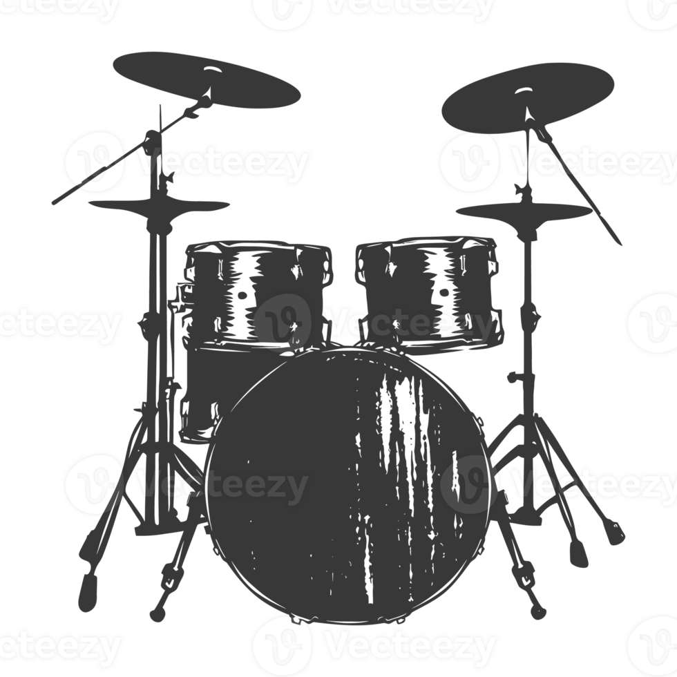 AI generated Silhouette of drum steel black color only png