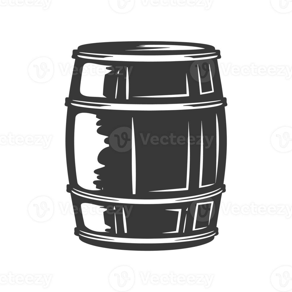 AI generated Silhouette of drum or barrel black color only png