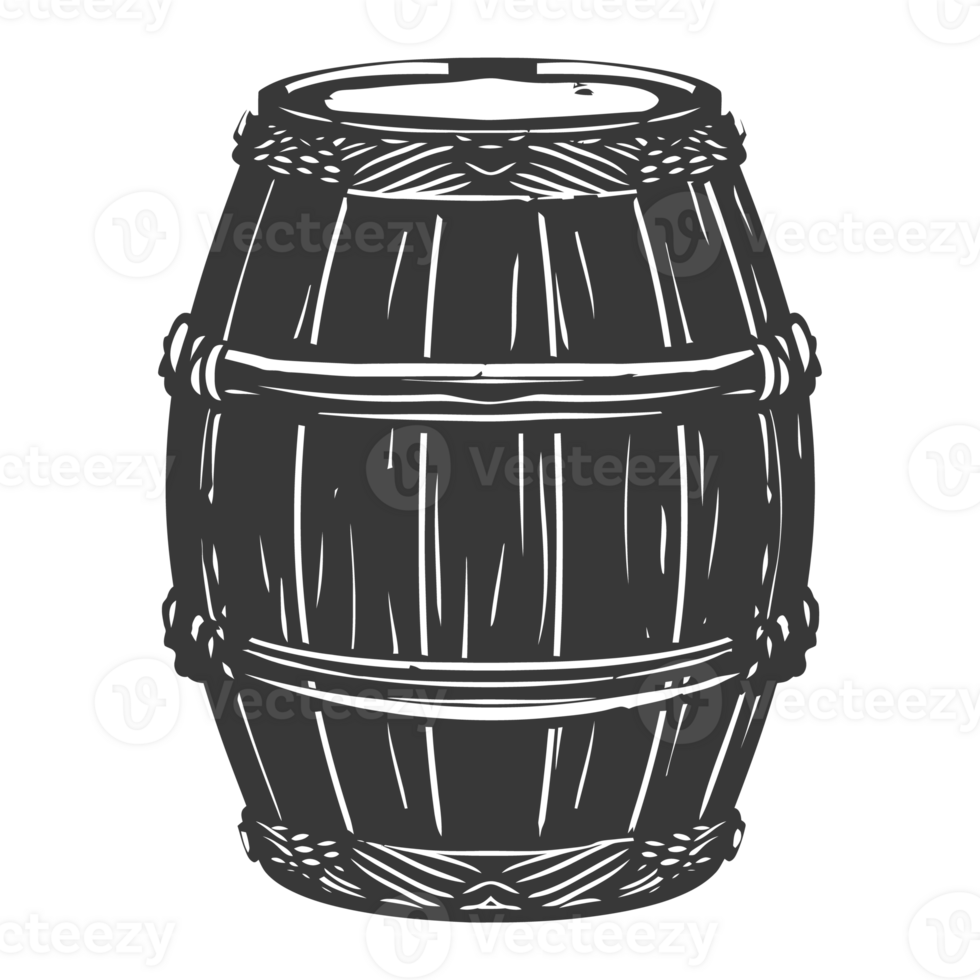AI generated Silhouette of drum or barrel black color only png