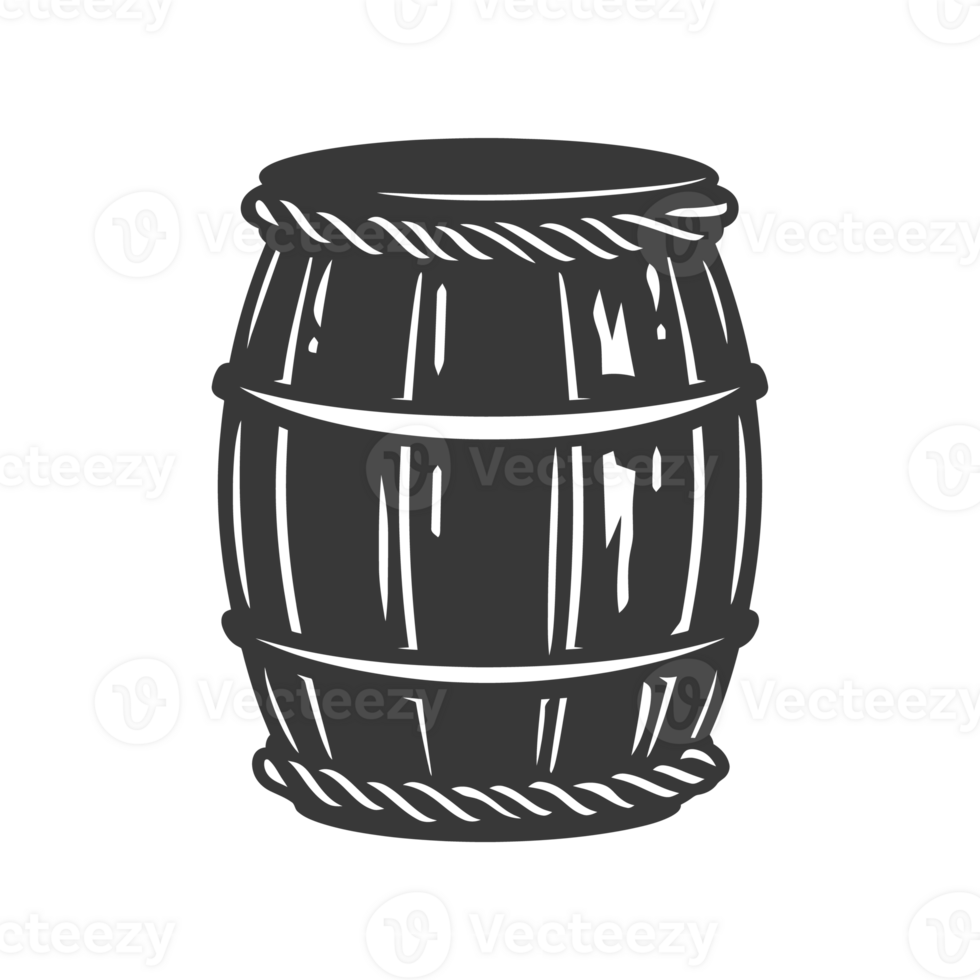 AI generated Silhouette of drum or barrel black color only png