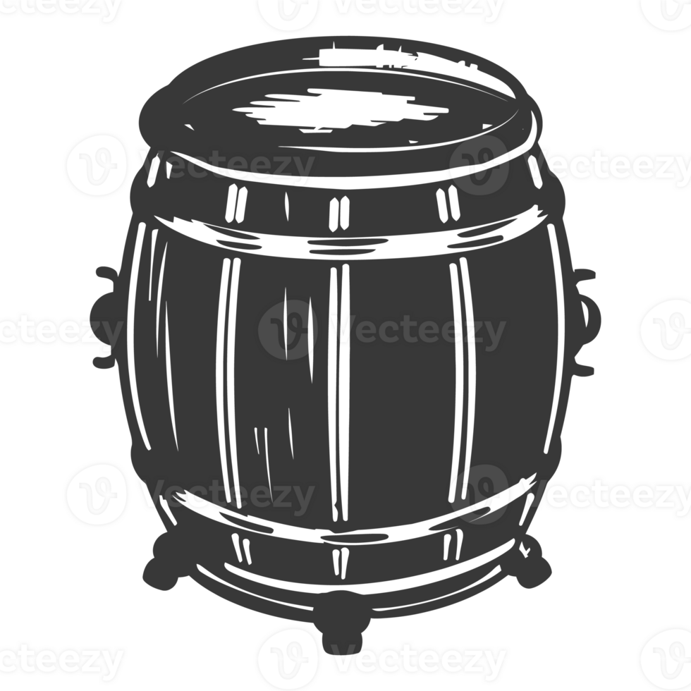 AI generated Silhouette of drum or barrel black color only png