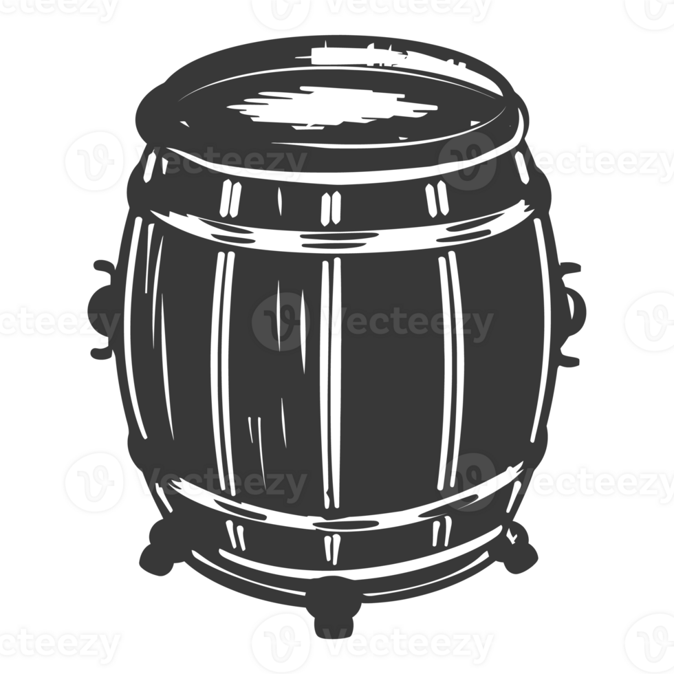 ai generato silhouette di tamburo o barile nero colore solo png