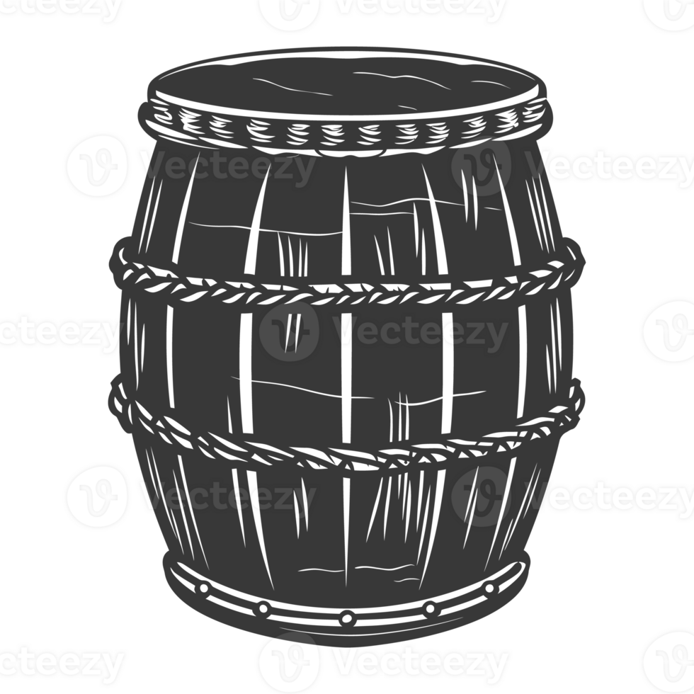 AI generated Silhouette of drum or barrel black color only png