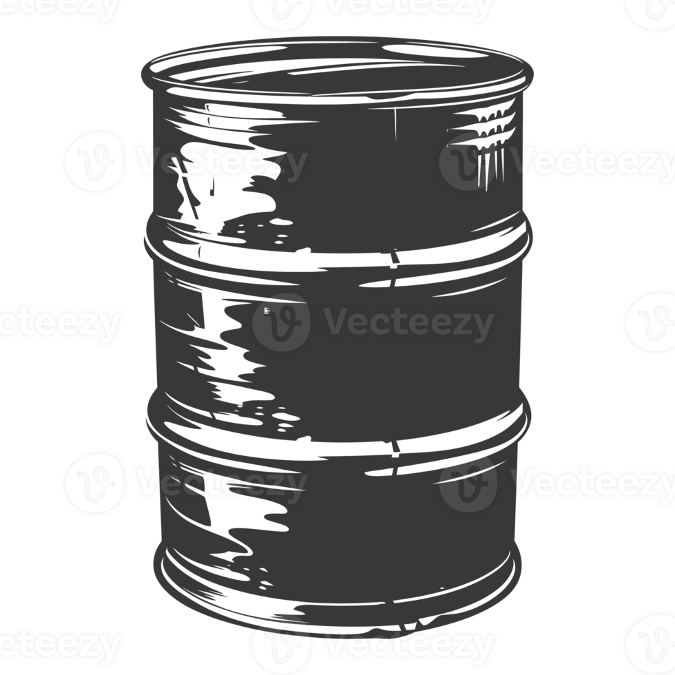 AI generated Silhouette of drum or barrel black color only png