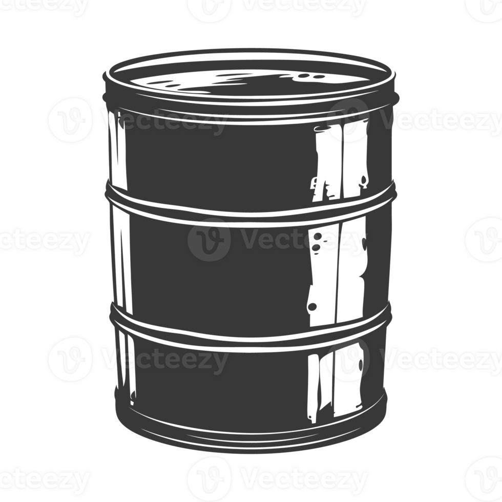 AI generated Silhouette of drum or barrel black color only png