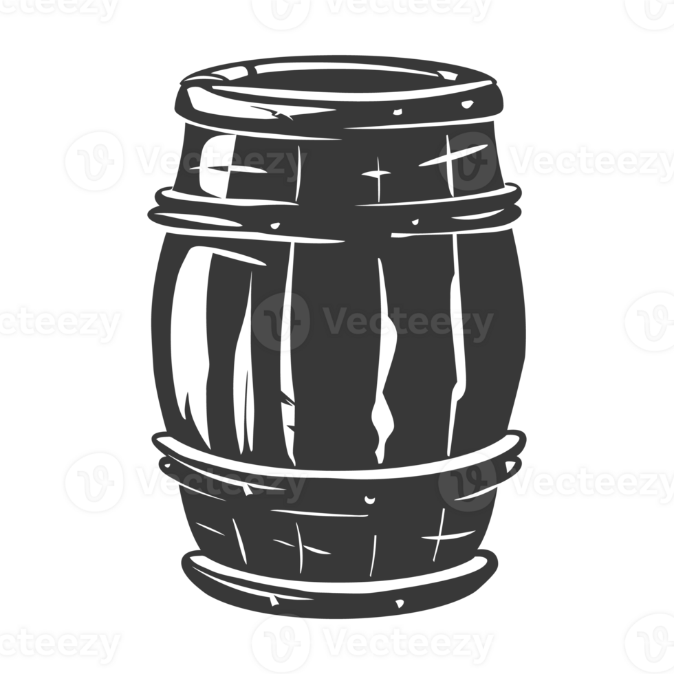 ai generiert Silhouette von Trommel oder Fass schwarz Farbe nur png