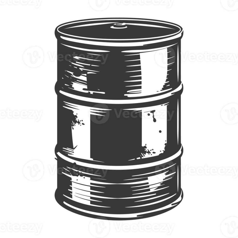 AI generated Silhouette of drum or barrel black color only png