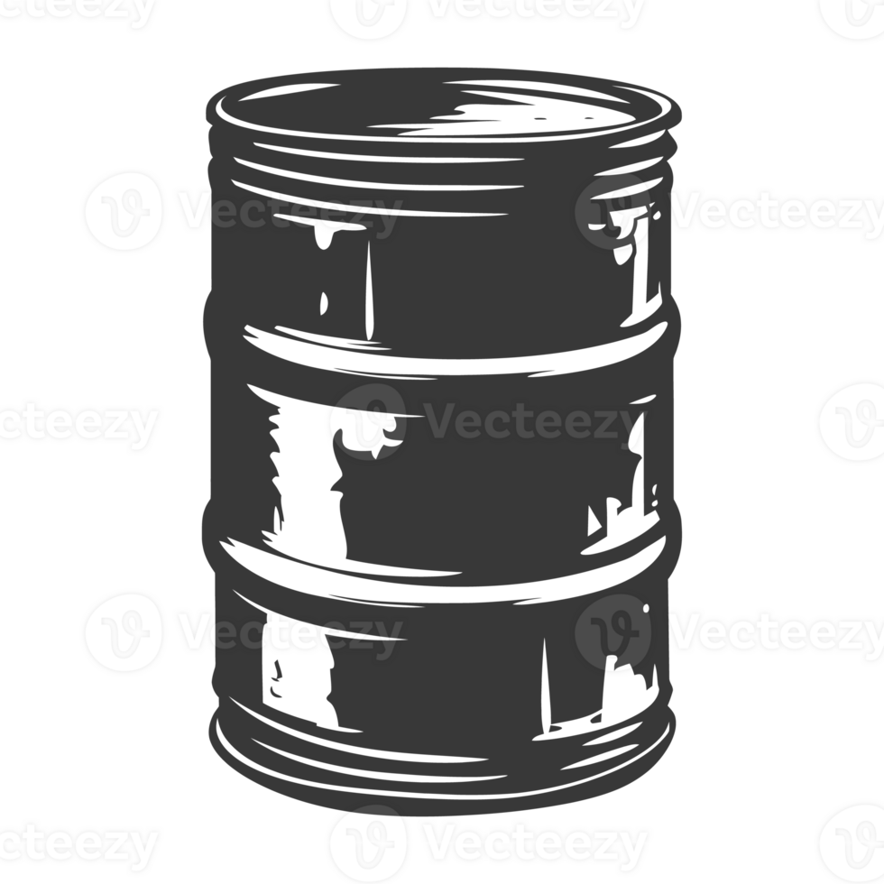 AI generated Silhouette of drum or barrel black color only png