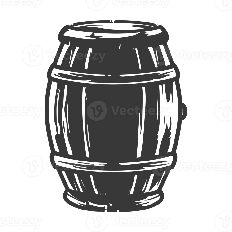 AI generated Silhouette of drum or barrel black color only png