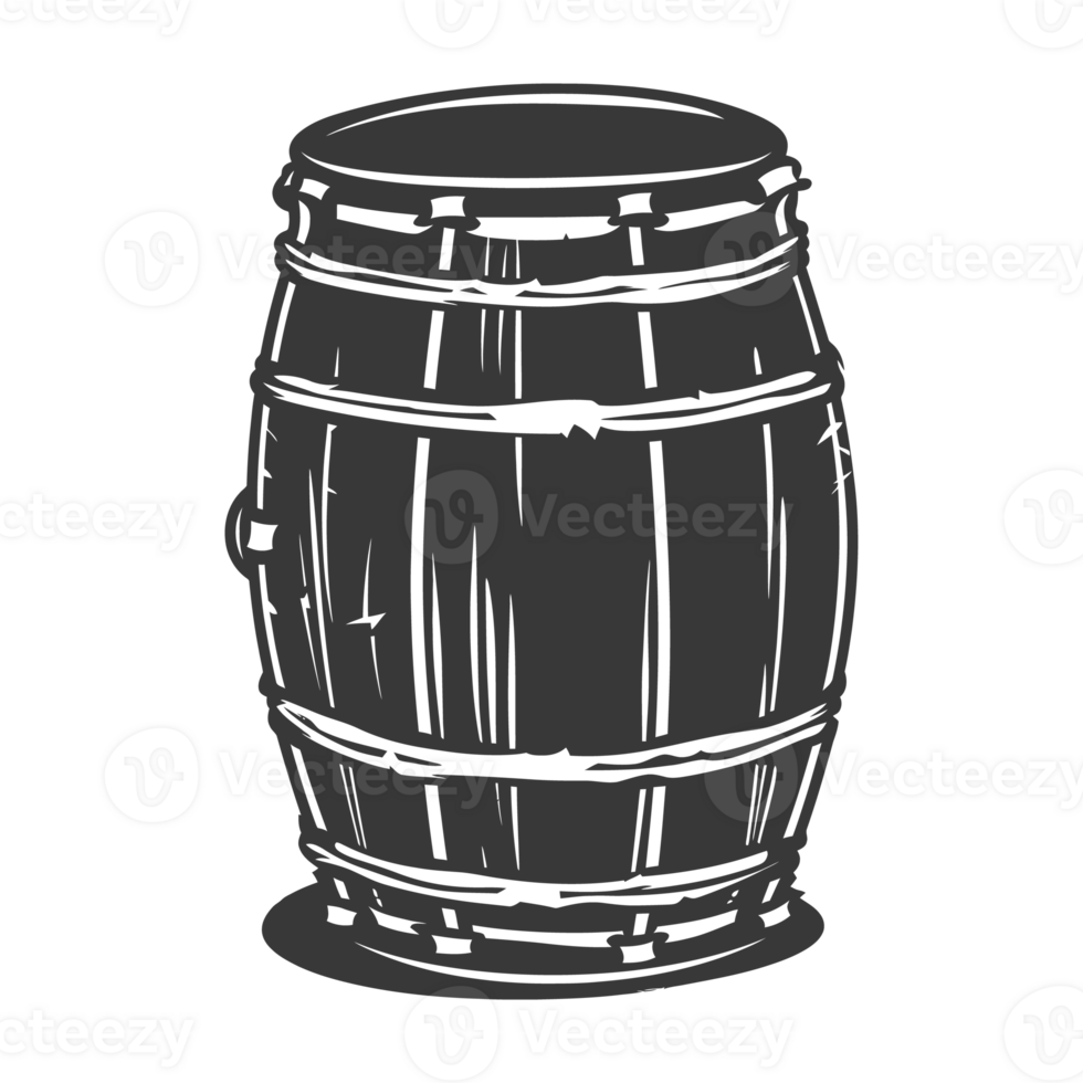 AI generated Silhouette of drum or barrel black color only png