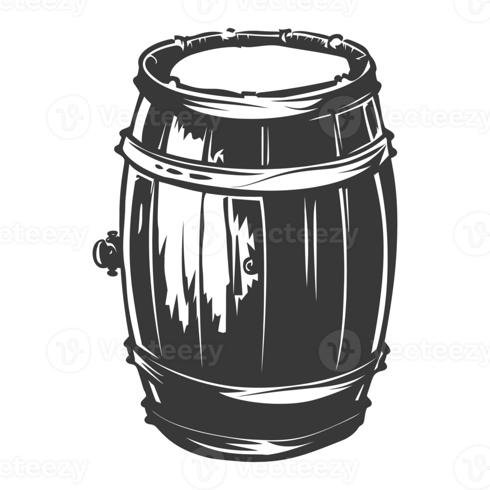 AI generated Silhouette of drum or barrel black color only png