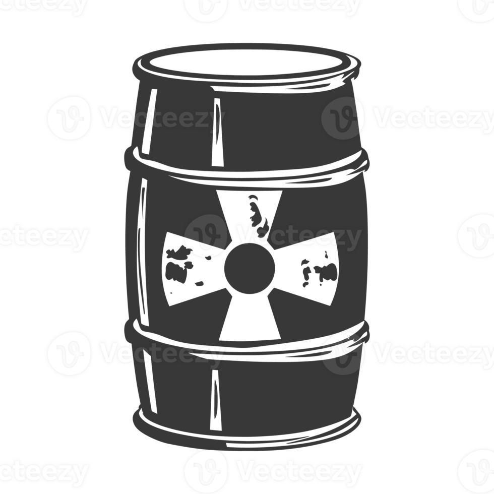AI generated Silhouette of drum with radioactive symbol black color only png