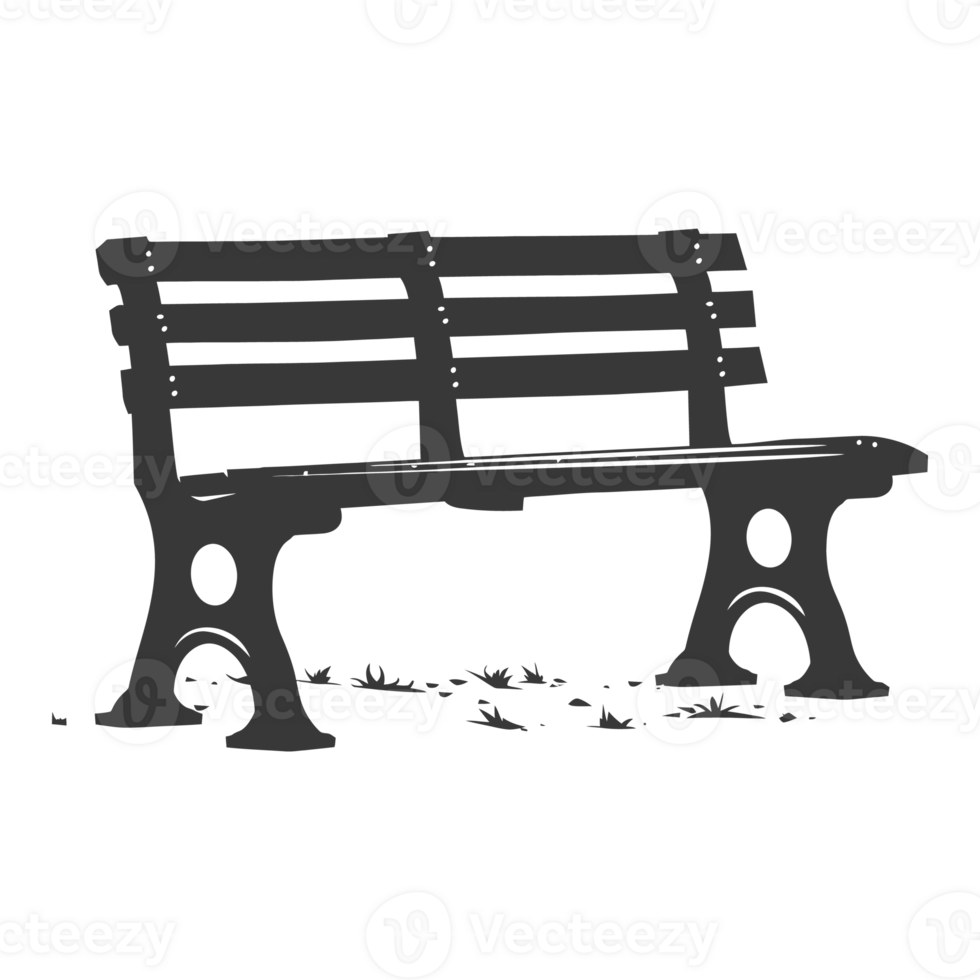 AI generated Silhouette Park bench black color only png