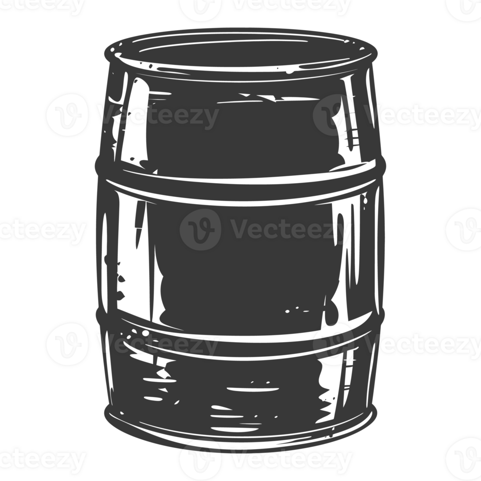 AI generated Silhouette of drum or barrel black color only png