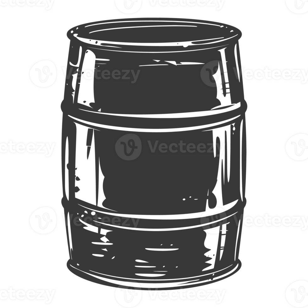 ai generiert Silhouette von Trommel oder Fass schwarz Farbe nur png