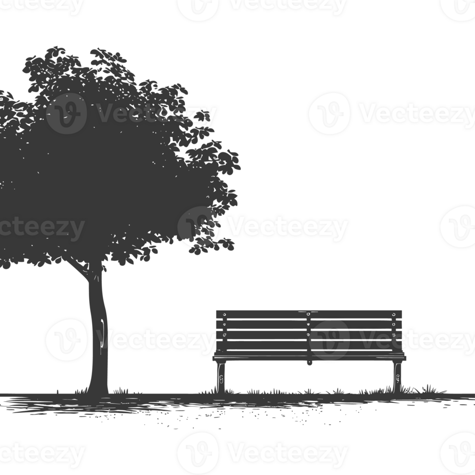 AI generated Silhouette Park bench black color only png