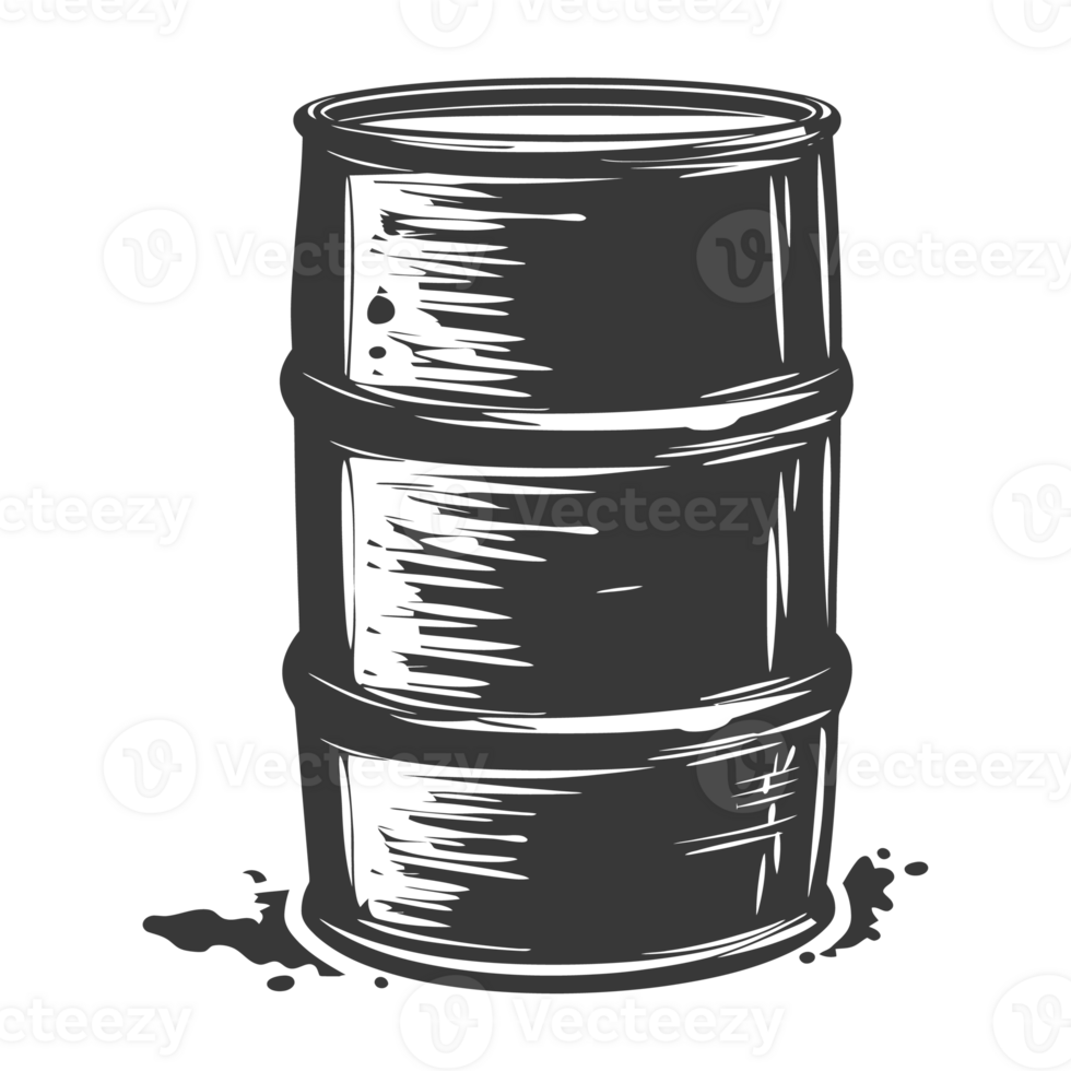 AI generated Silhouette of drum or barrel black color only png