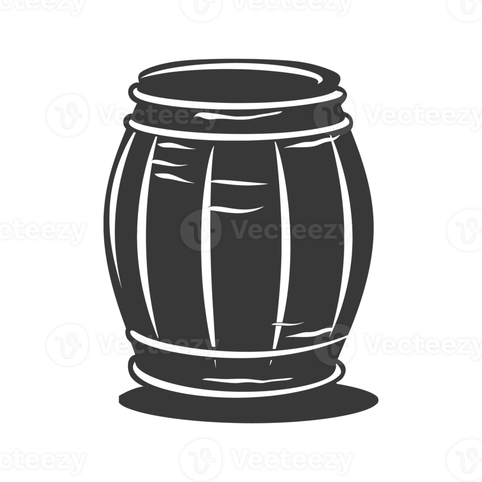 AI generated Silhouette of drum or barrel black color only png