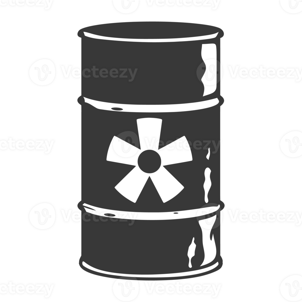 ai gerado silhueta do tambor ou barril com radioativo símbolo Preto cor só png
