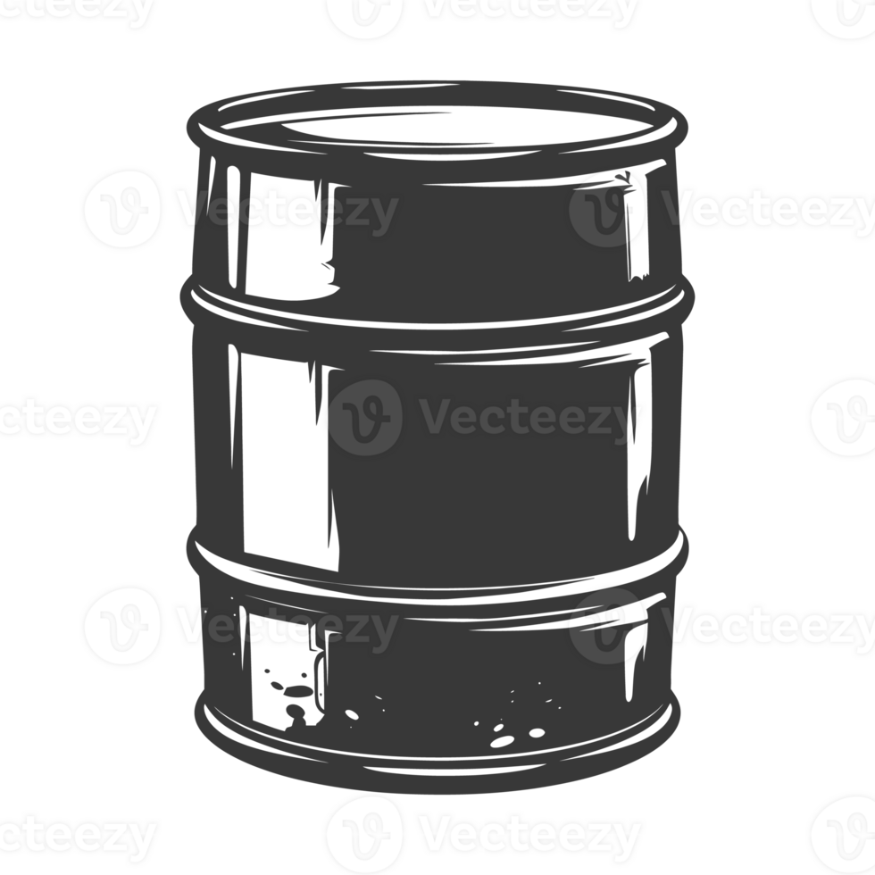 AI generated Silhouette of drum or barrel black color only png