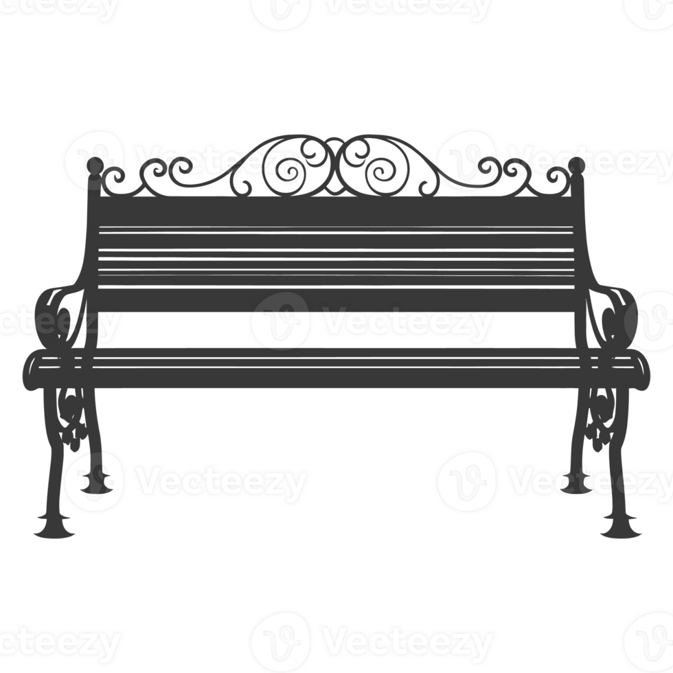 AI generated Silhouette Park bench black color only png