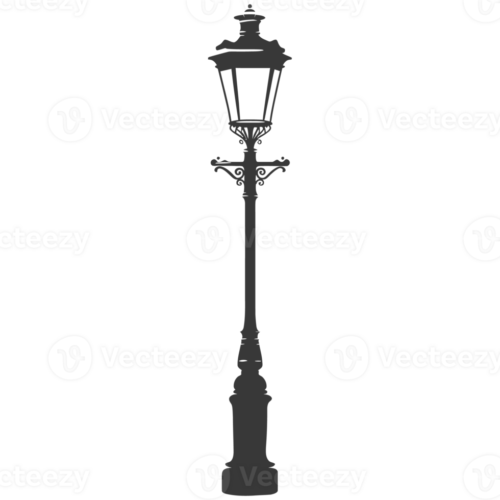 AI generated Silhouette Park lamp black color only png