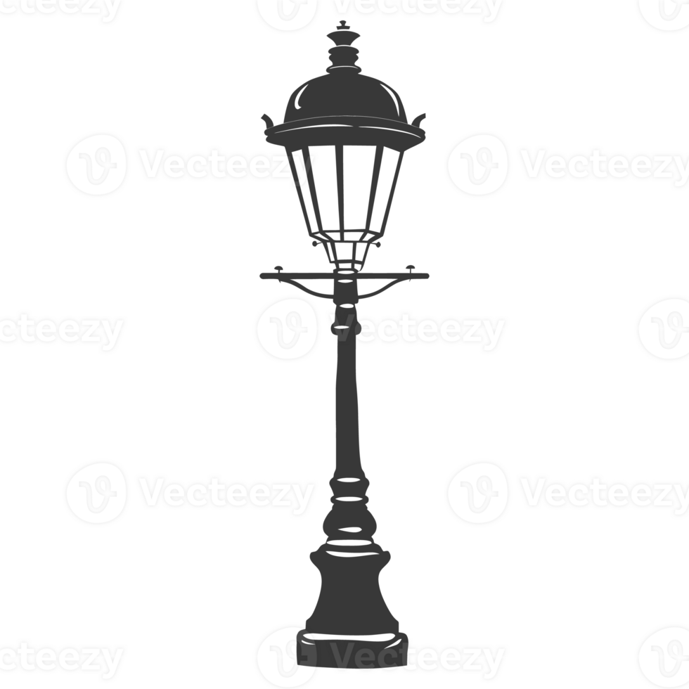 AI generated Silhouette Park lamp black color only png