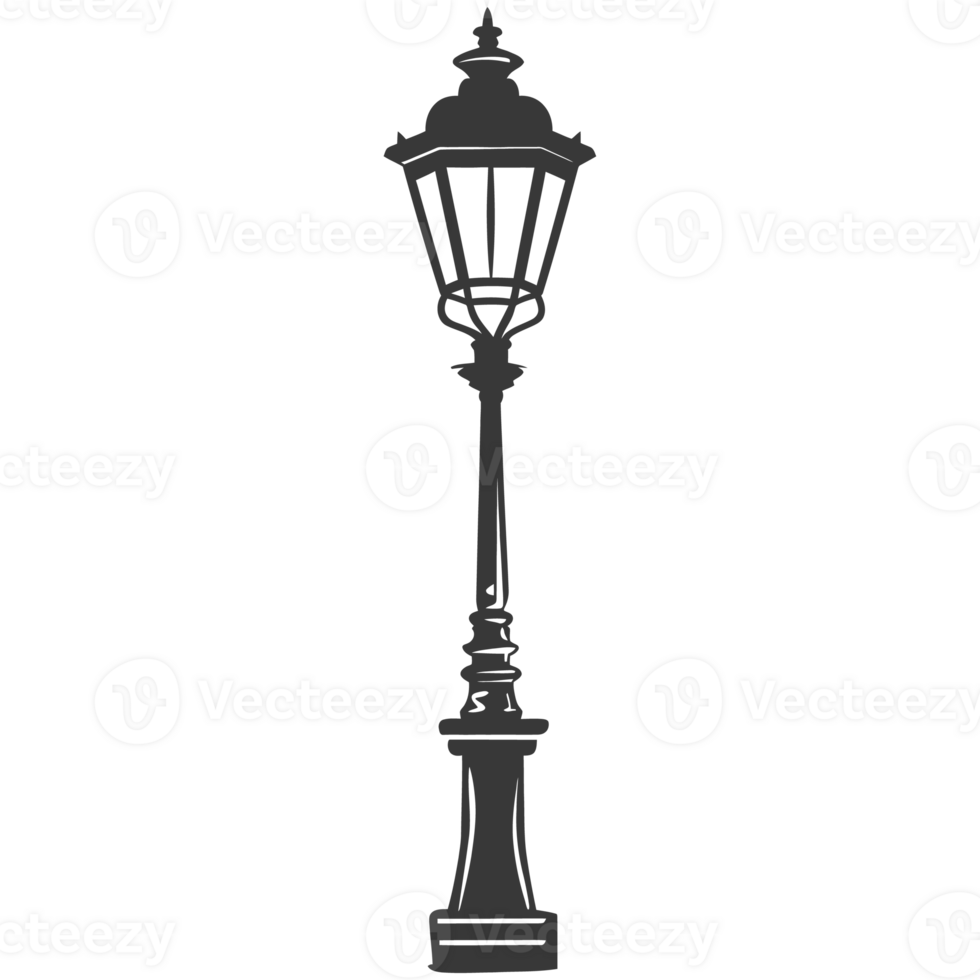 AI generated Silhouette Park lamp black color only png