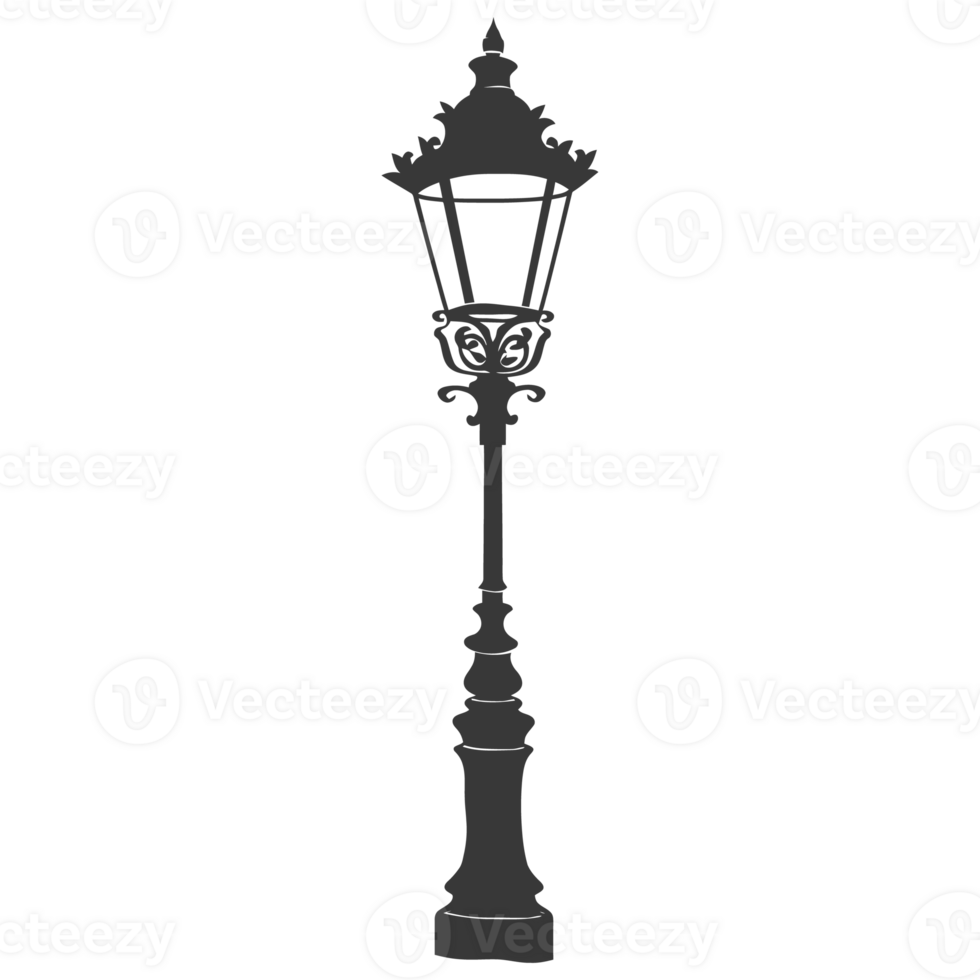 AI generated Silhouette Park lamp black color only png