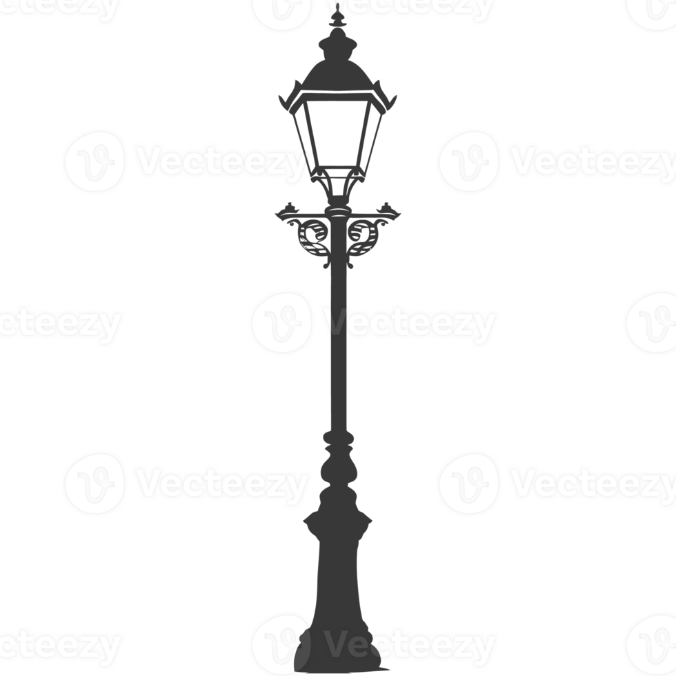 AI generated Silhouette Park lamp black color only png