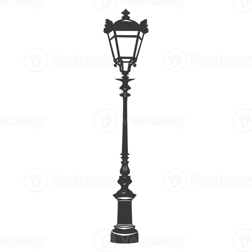 AI generated Silhouette Park lamp black color only png