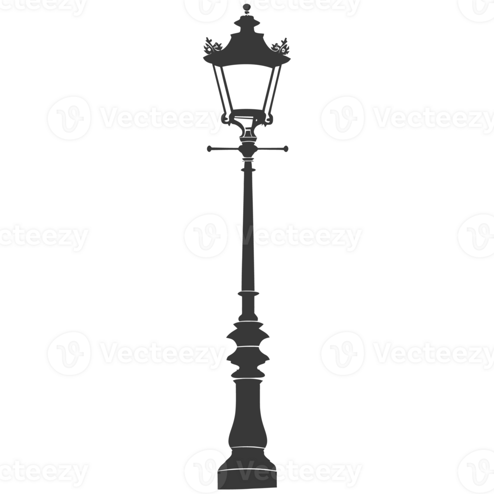 AI generated Silhouette Park lamp black color only png