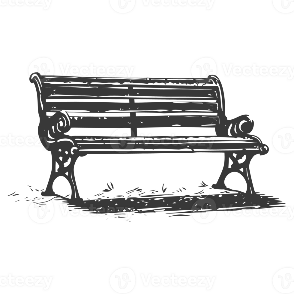 AI generated Silhouette Park bench black color only png