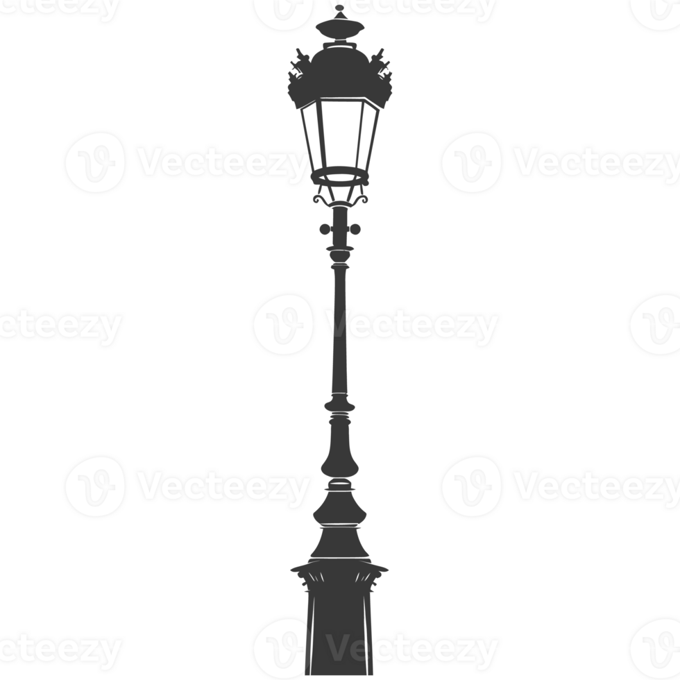 AI generated Silhouette Park lamp black color only png
