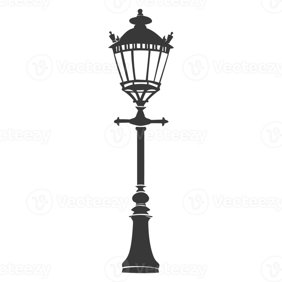 AI generated Silhouette Park lamp black color only png