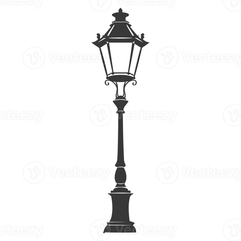 AI generated Silhouette Park lamp black color only png