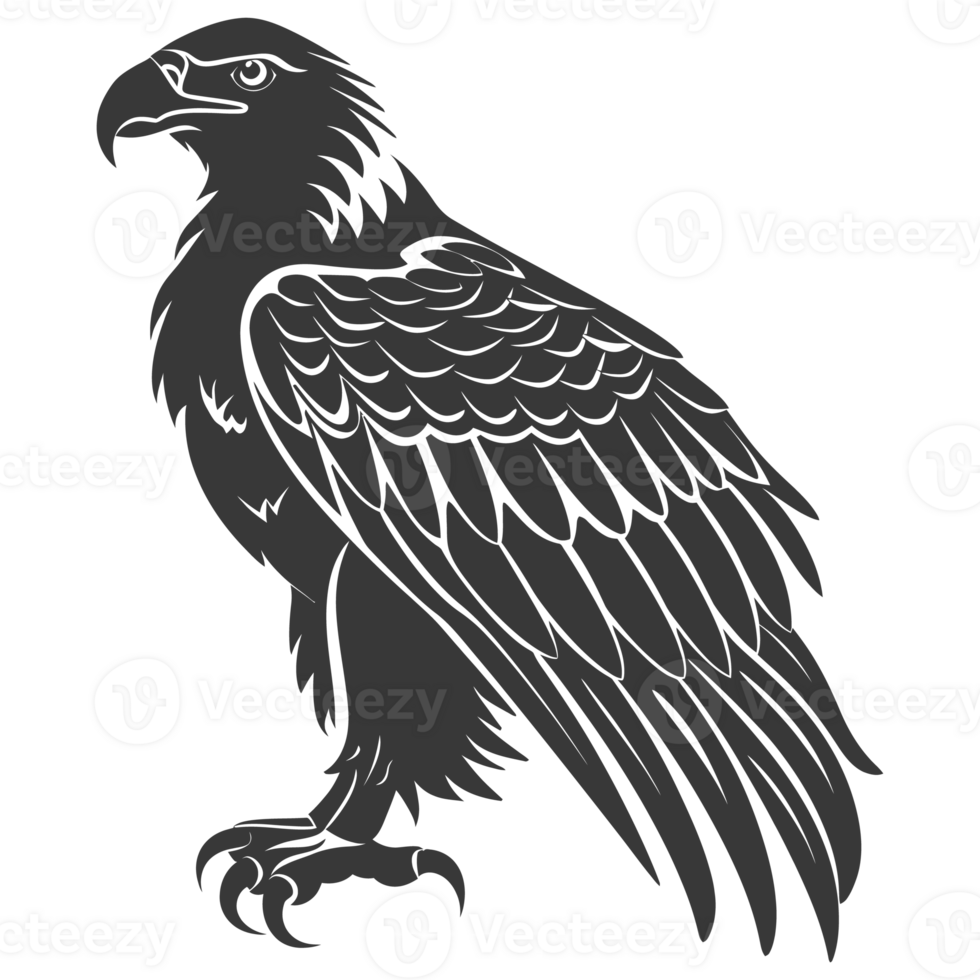 AI generated Silhouette eagle animal black color only full body png