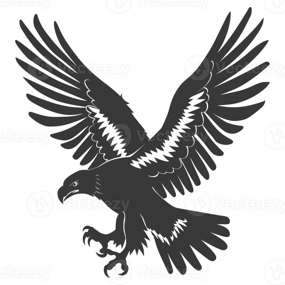 AI generated Silhouette eagle animal black color only full body png