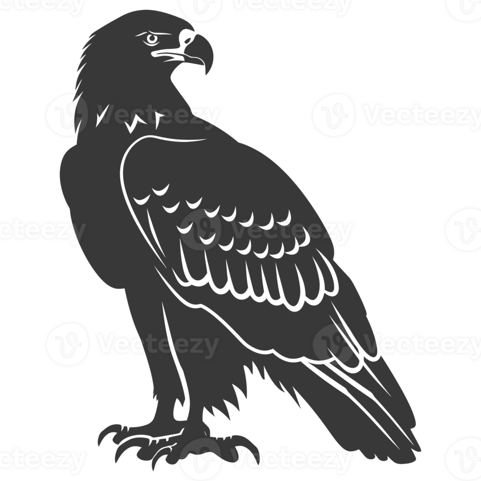AI generated Silhouette eagle animal black color only full body png