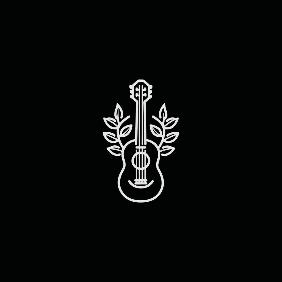 ai generado natural eco guitarra logo guitarra hoja natural logo vector icono ilustración diseño.