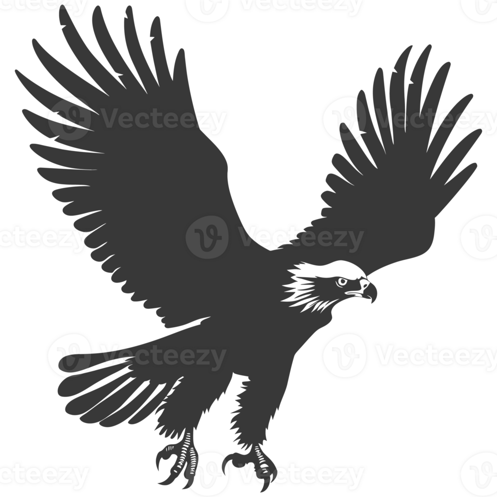 AI generated Silhouette eagle animal black color only full body png