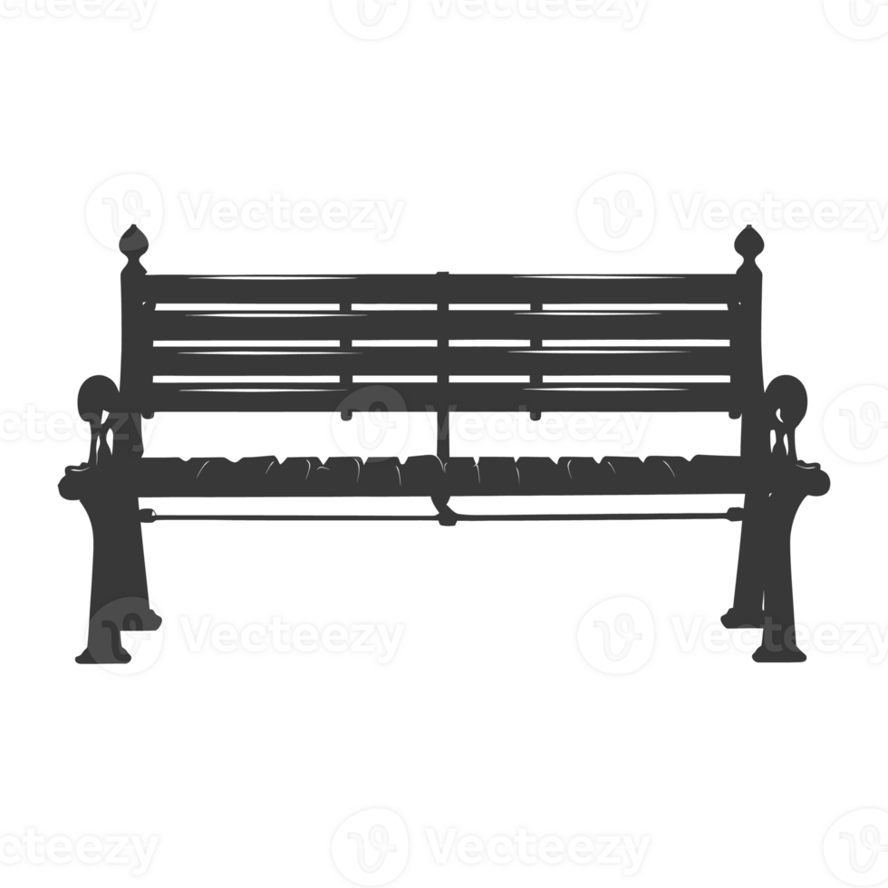 AI generated Silhouette Park bench black color only png