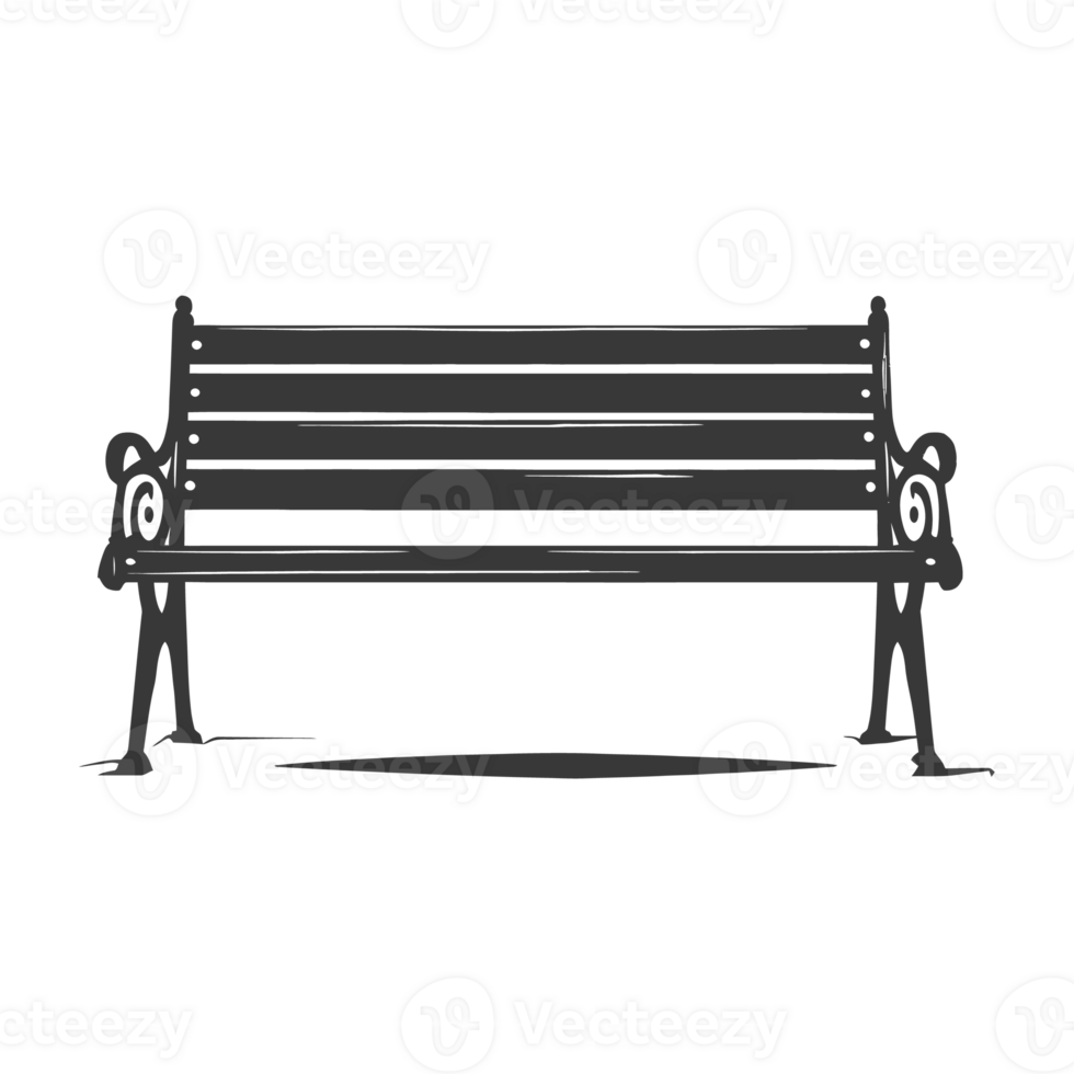 AI generated Silhouette Park bench black color only png